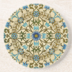 Dessous De Verre En Grès William Morris Vintage Blue Motif Sans Couture