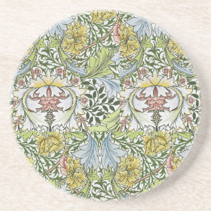 Dessous De Verre En Grès William Morris Vintage Floral rose Myrtle vert