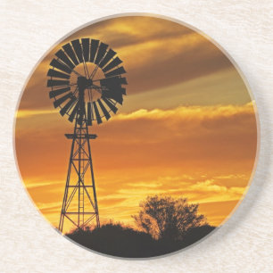 Dessous De Verre En Grès Windmill and Sunset, William Creek, Oodnadatta