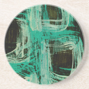 Dessous De Verre En Grès Windows bleu vert I