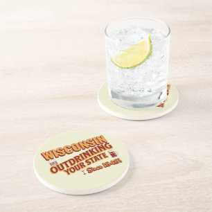 Dessous De Verre En Grès Wisconsin Boit Plus que Votre État Depuis 1848