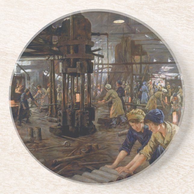 Dessous De Verre En Grès WW1 1918 Les femmes qui travaillent dans une usine (Devant)