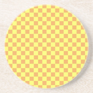 Dessous De Verre En Grès yellow check