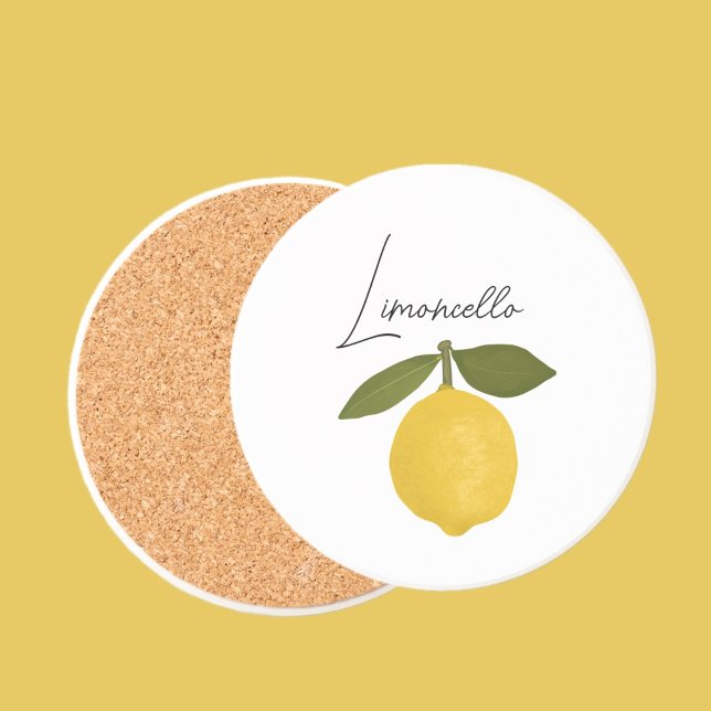 Dessous De Verre En Grès Yellow Lemon with Green Leaves | Fresh Citrus  (Créateur téléchargé)