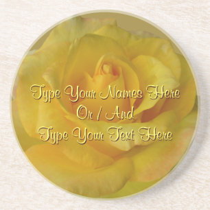 Dessous De Verre En Grès Yellow Rose Coasters Personalized Rose Decor