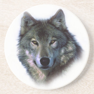 Dessous De Verre En Grès Yeux de loup gris
