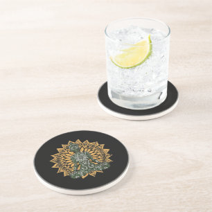 Dessous De Verre En Grès Yoga Lotus Pose Zen Graphisme