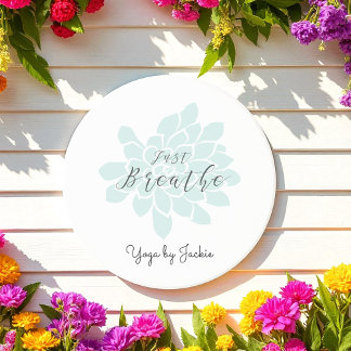 Dessous De Verre En Grès Yoga vert Respire la florale blanche