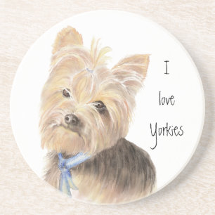 Dessous De Verre En Grès Yorkie mignon, Yorkshire Terrier, chien, animal