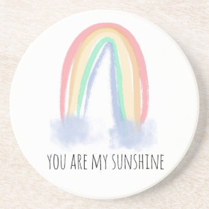 Dessous De Verre En Grès You are my sunshine watercolor painted rainbow