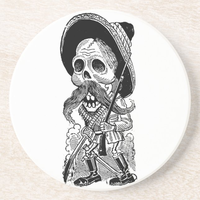 Dessous De Verre En Grès Zapatista Calavera. c. 1900's tôt. Le Mexique (Devant)