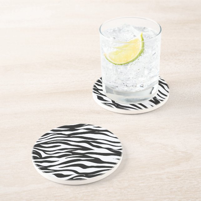 Dessous De Verre En Grès Zebra Black and White Pattern Drink Coasters (Côté)