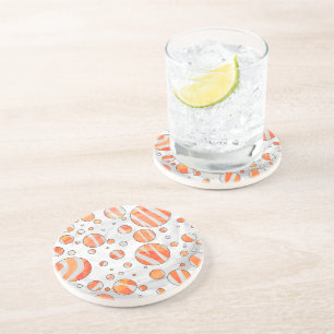 Dessous De Verre En Grès Zebra Orange et White Polka Dot