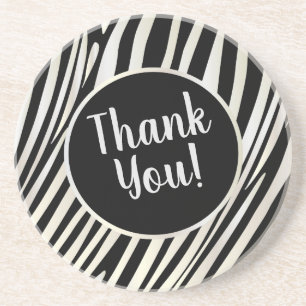 Dessous De Verre En Grès Zebra Stripes noir & blanc Motif Design tendance