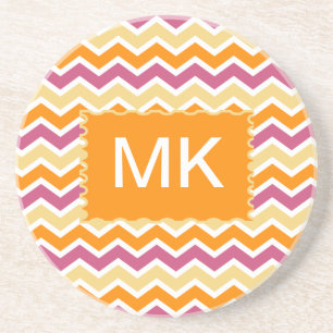 Dessous De Verre En Grès Zigzag tribal vibrant