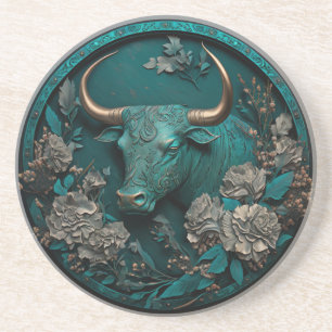 Dessous De Verre En Grès Zodiac Taurus Metal Art