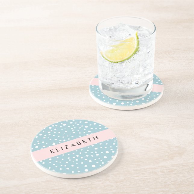 Dessous De Verre En Grès Zones Dalmatiennes Bleues, Points Dalmatiens, Votr (Côté)