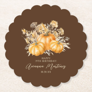 Dessous-de-verre En Papier 19e anniversaire Rustic Boho Citrouille automne pe