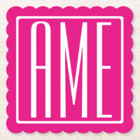 3 Initiales Monogramme | Blanc sur rose chaud
