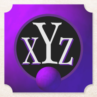 Dessous-de-verre En Papier 3 Lettre Monogramme Métallique violet profond