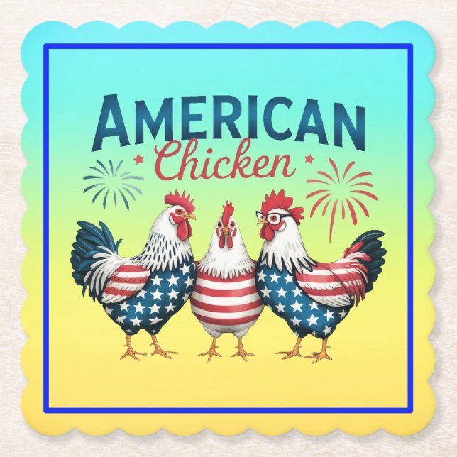 Dessous-de-verre En Papier 4 juillet Patriotique American Chicken-62987 (Devant)