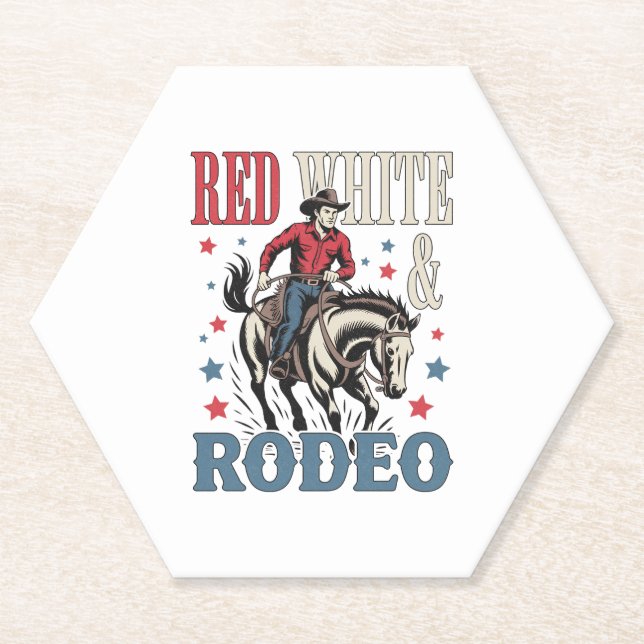Dessous-de-verre En Papier 4 juillet Rodeo Cowboy (Devant)