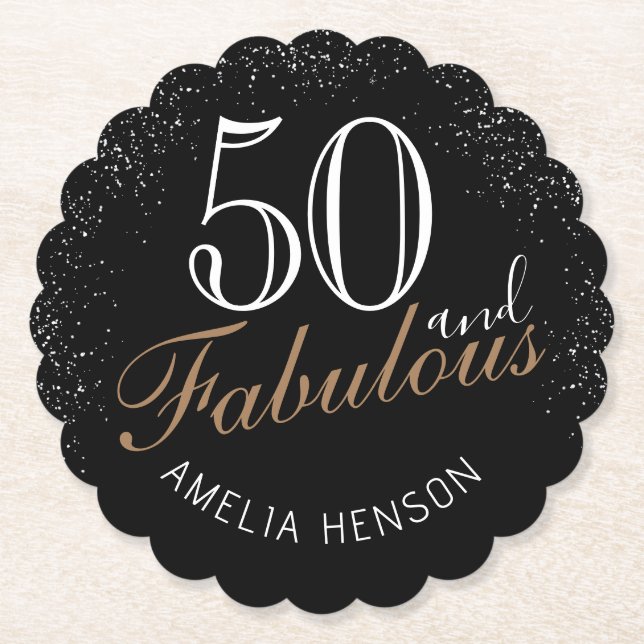 Dessous-de-verre En Papier 50 et fabuleux Elegant Black 50e anniversaire (Devant)