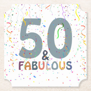 Dessous-de-verre En Papier 50 & Fabuleux Cute Confetti Blue Typographie tenda