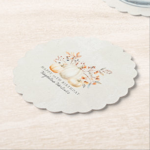 Dessous-de-verre En Papier 50e anniversaire Blanc Citrouille automne Leaves p