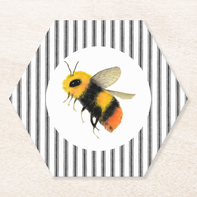 Dessous-de-verre En Papier Abeille aquarelle du pays (Devant)