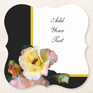 Dessous-de-verre En Papier Abeille sur roses rose jaune Fleurs