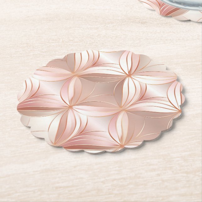 Dessous-de-verre En Papier Abstrait Rose Gold Rose Féminin  (Incliné)