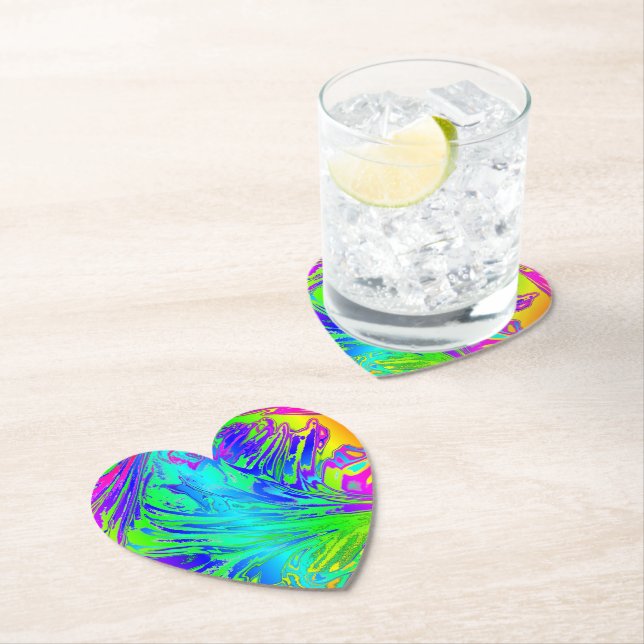 Dessous-de-verre En Papier Abstrait Splashing Rainbow Liquid (En situation)