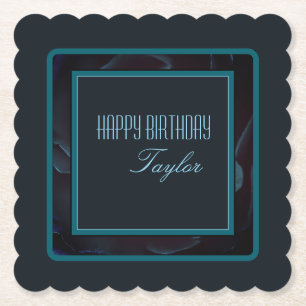 Dessous-de-verre En Papier Accent de décoration florale vert profond élégant