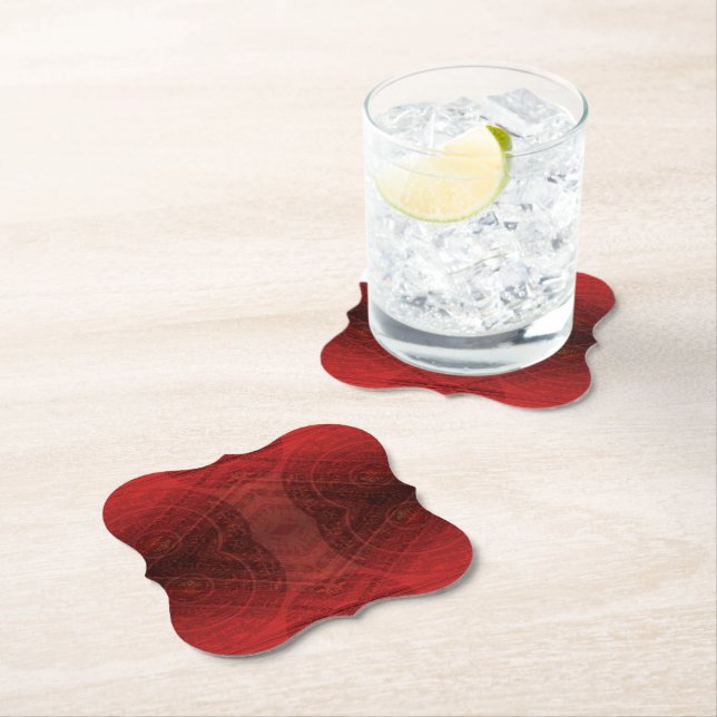 Dessous-de-verre En Papier Acceptation | Médaillons de méditation rouge (En situation)