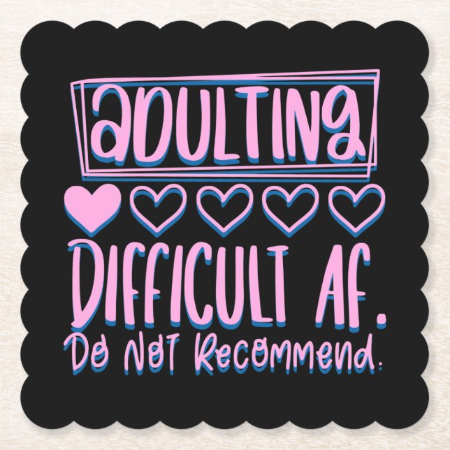 Dessous-de-verre En Papier Adulte Adulte Difficile AF Ne Recommanderait Pas (Devant)