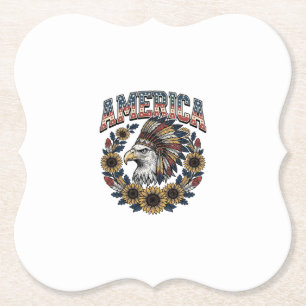 Dessous-de-verre En Papier Aigle Patriotique Amérique Tournesol Vintage