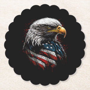 Dessous-de-verre En Papier Aigle Patriotique USA Drapeau Américain 4 Juillet 