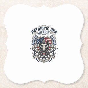 Dessous-de-verre En Papier Aigle Tactique Patriotique Crâne Inspiré Militaire