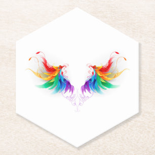 Dessous-de-verre En Papier Ailes fluffy arc-en-ciel