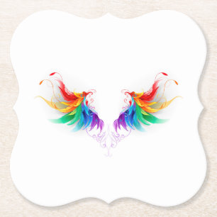 Dessous-de-verre En Papier Ailes fluffy arc-en-ciel