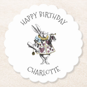Dessous-de-verre En Papier Alice dans anniversaire de lapin blanc du pays des