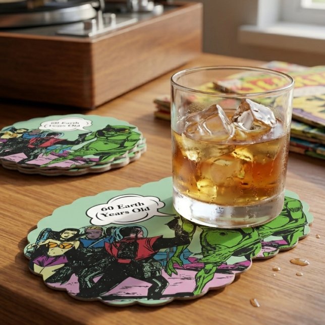 Dessous-de-verre En Papier Alien Space man Futuristic Sci=Fi comique (Créateur téléchargé)