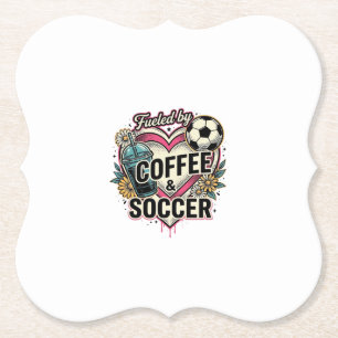 Dessous-de-verre En Papier Alimenté par le café et le football Design de T-sh