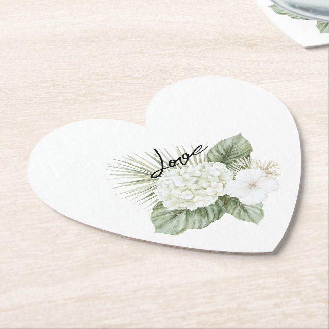 Dessous-de-verre En Papier Aloha Beach Tropical Hydrangea Floral Mariage (Incliné)