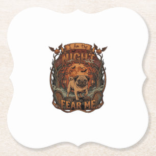 Dessous-de-verre En Papier Am Night Fear Me Pug Halloween Lune_1