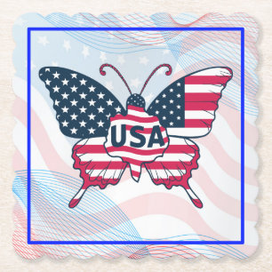Dessous-de-verre En Papier American Flag Butterfly Design-62616