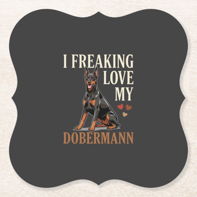 Dessous-de-verre En Papier Amour de Dobermann Amateur de Chien (Devant)