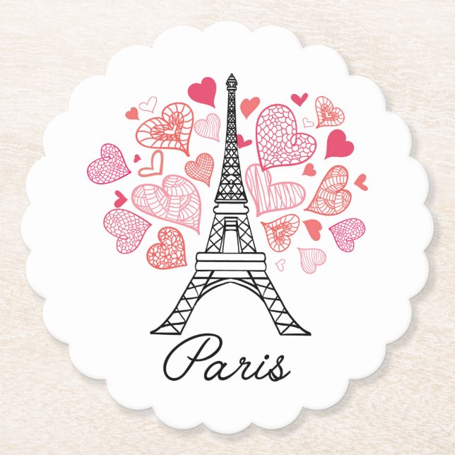 Dessous-de-verre En Papier Amour de Paris, France (Devant)