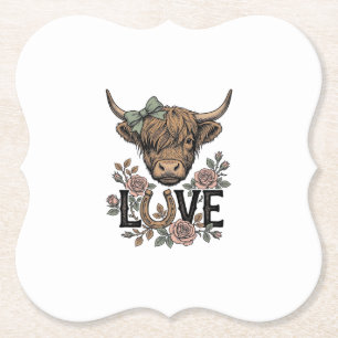 Dessous-de-verre En Papier Amour de vache des Highlands Fleur vintage fer à c